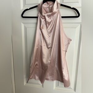 Blush Champagne Satin Halter Neck Sleeveless Top size medium